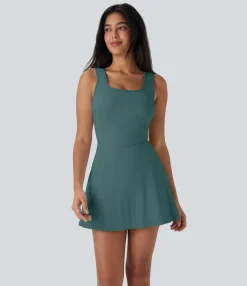 Active Dresses|Dresses<HALARA SoftlyZero™ Airy U Neck 2-in-1 Pocket Mini Cool Touch Dance Active Dress-Easy Peezy