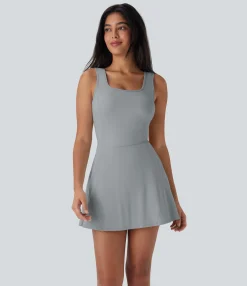 Active Dresses|Dresses<HALARA SoftlyZero™ Airy U Neck 2-in-1 Pocket Mini Cool Touch Dance Active Dress-Easy Peezy