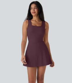 Active Dresses|Dresses<HALARA SoftlyZero™ Airy U Neck 2-in-1 Pocket Mini Cool Touch Dance Active Dress-Easy Peezy