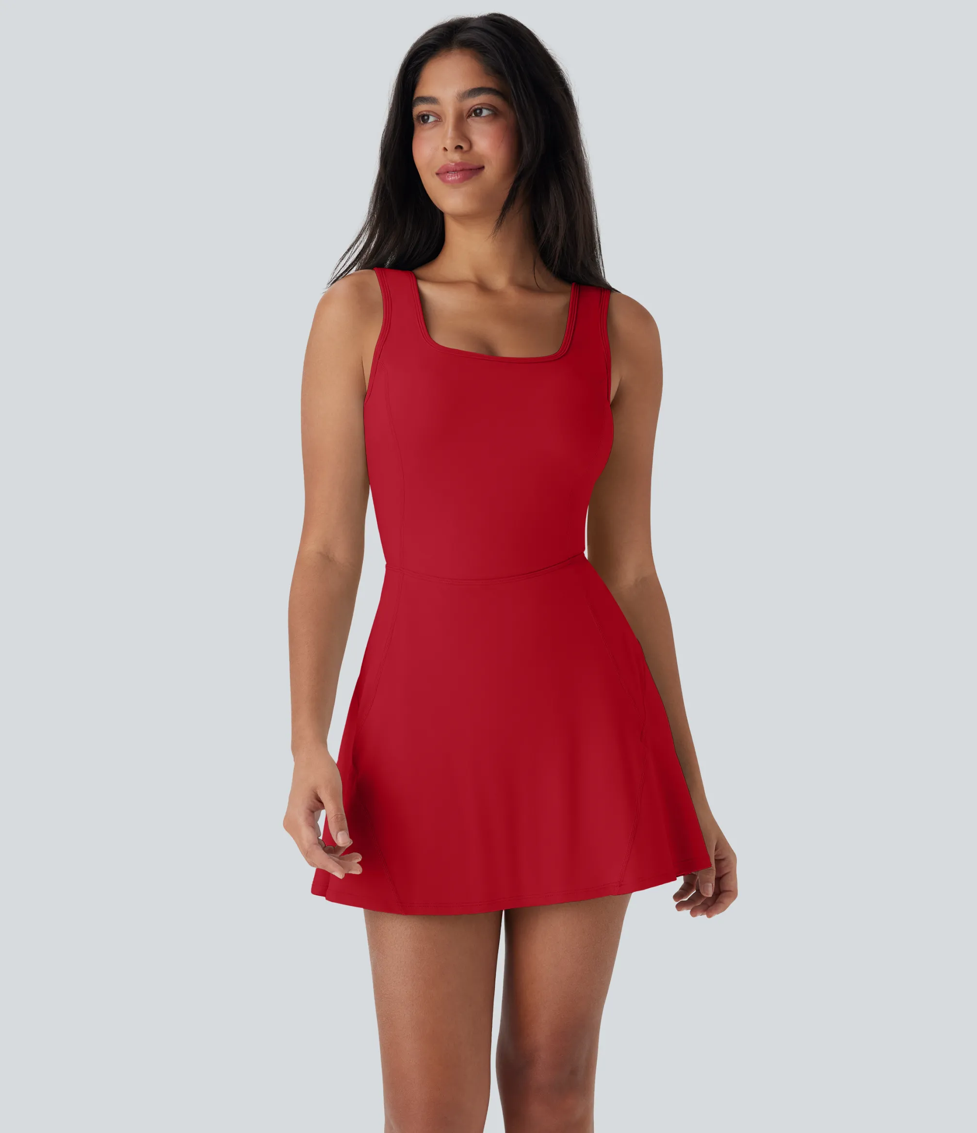 Active Dresses|Dresses<HALARA SoftlyZero™ Airy U Neck 2-in-1 Pocket Mini Cool Touch Dance Active Dress-Easy Peezy