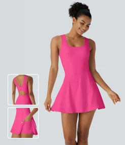 Mini Dresses|Active Dresses<HALARA SoftlyZero™ Airy U Neck 2-in-1 Pocket Mini Cool Touch Dance Active Dress
