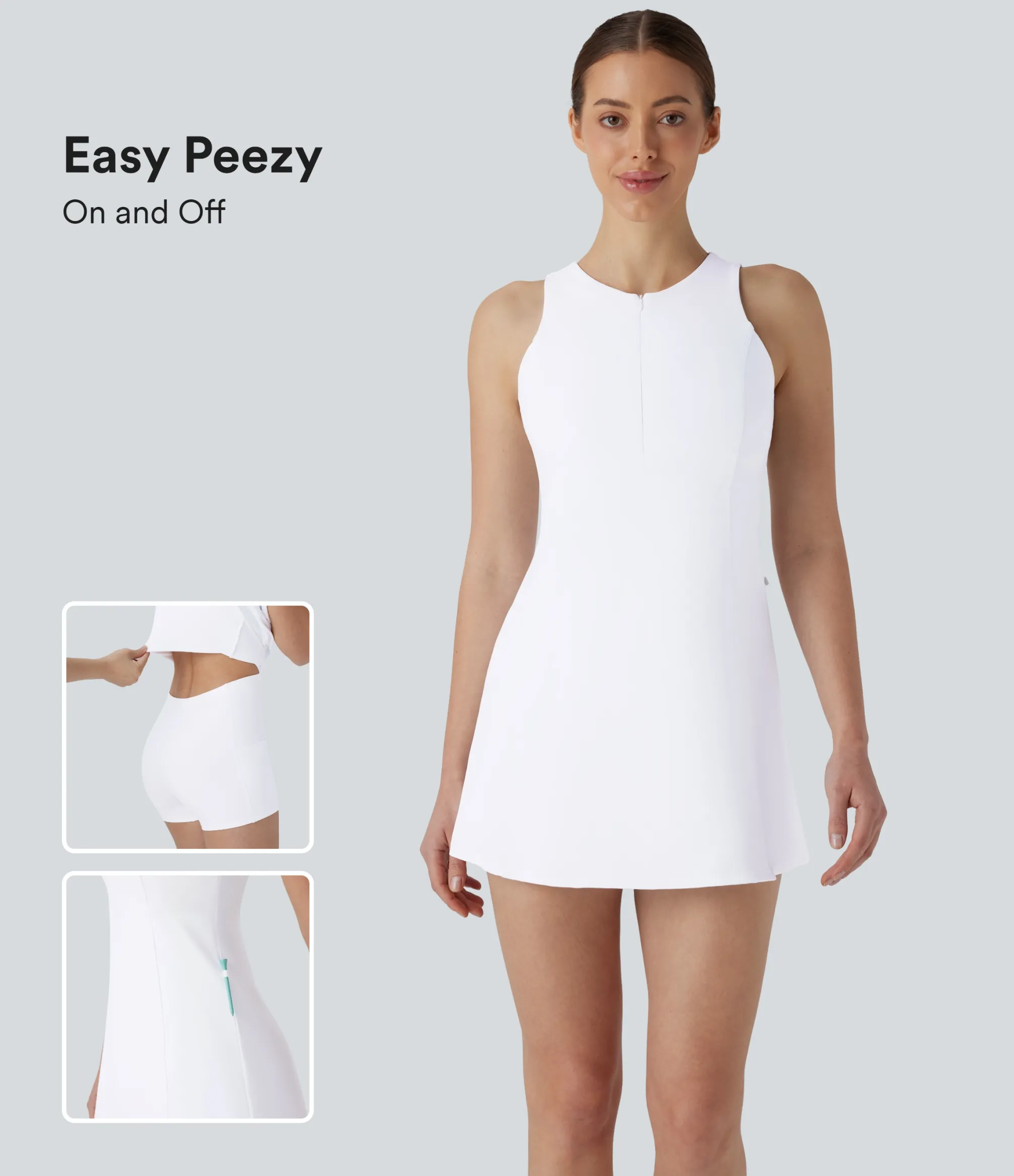 Dresses|Mini Dresses<HALARA SoftlyZero™ Airy Zipper 2-in-1 Pocket Mini Cool Touch Golf Active Dress-Golf Tee Pocket-Easy Peezy-UPF50+