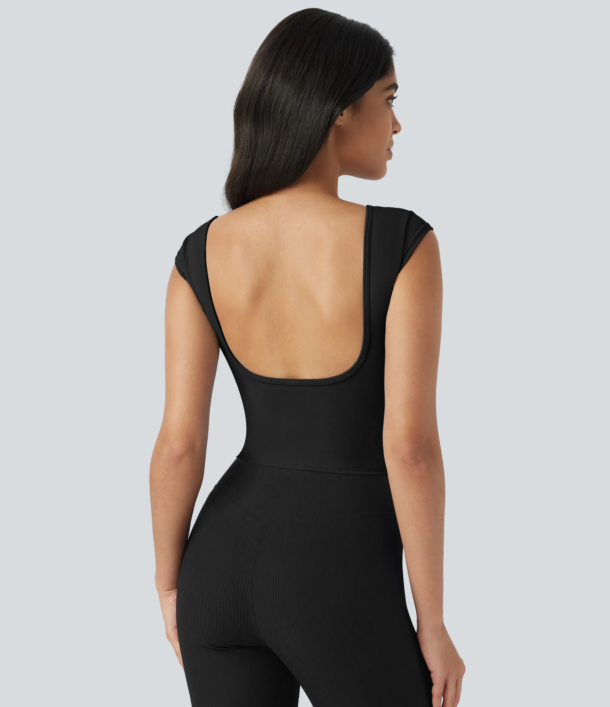 Casual Tops|T-Shirts<HALARA SoftlyZero™ Boat Neck Cap Sleeve Cropped Casual T-Shirt-UPF50+