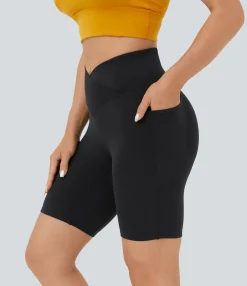 Crossover Shorts|Active Shorts<HALARA SoftlyZero™ High Waisted Crossover Pocket Yoga Biker Shorts 7"-UPF50+
