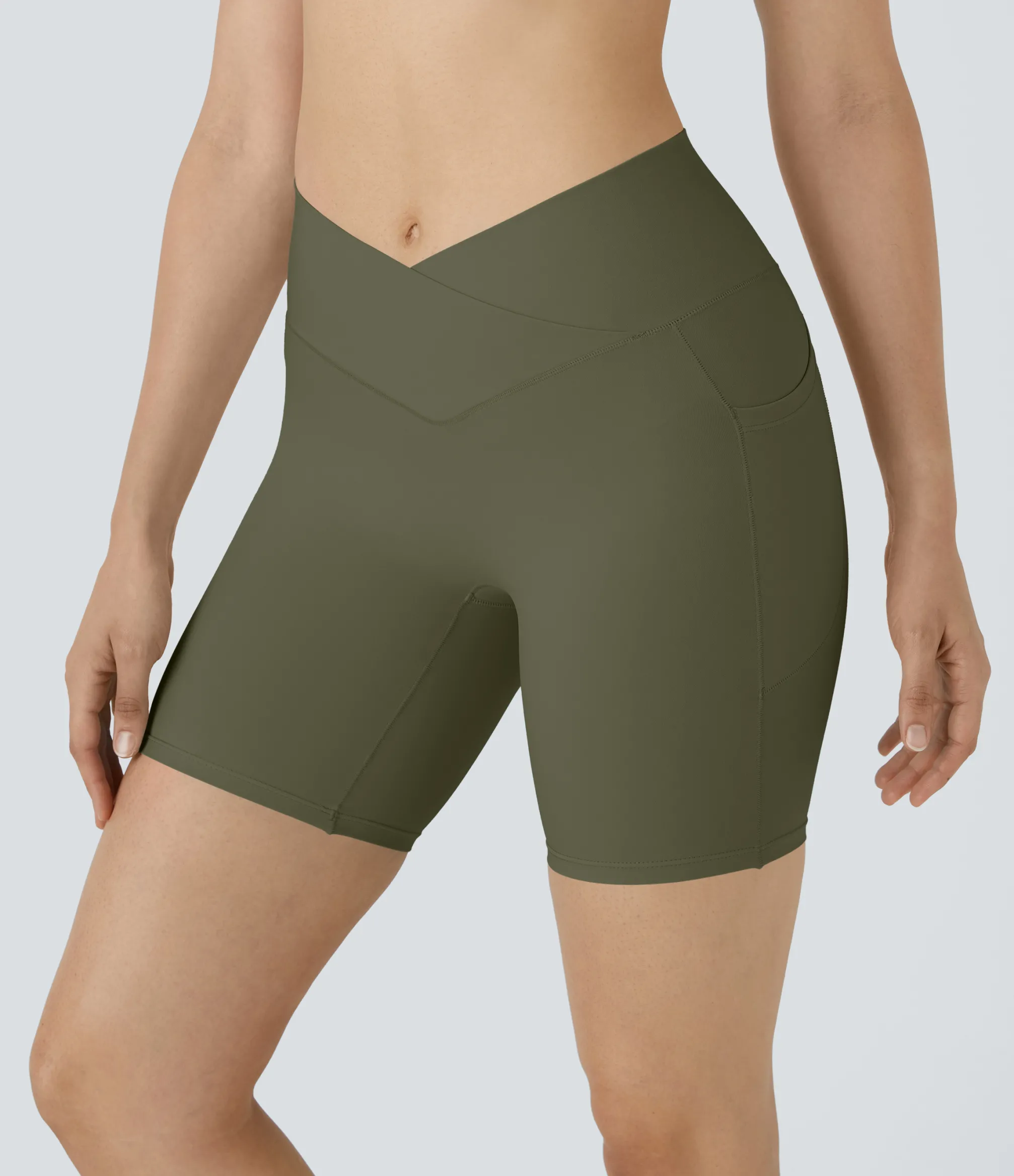 Crossover Shorts|Active Shorts<HALARA SoftlyZero™ High Waisted Crossover Pocket Yoga Biker Shorts 7"-UPF50+