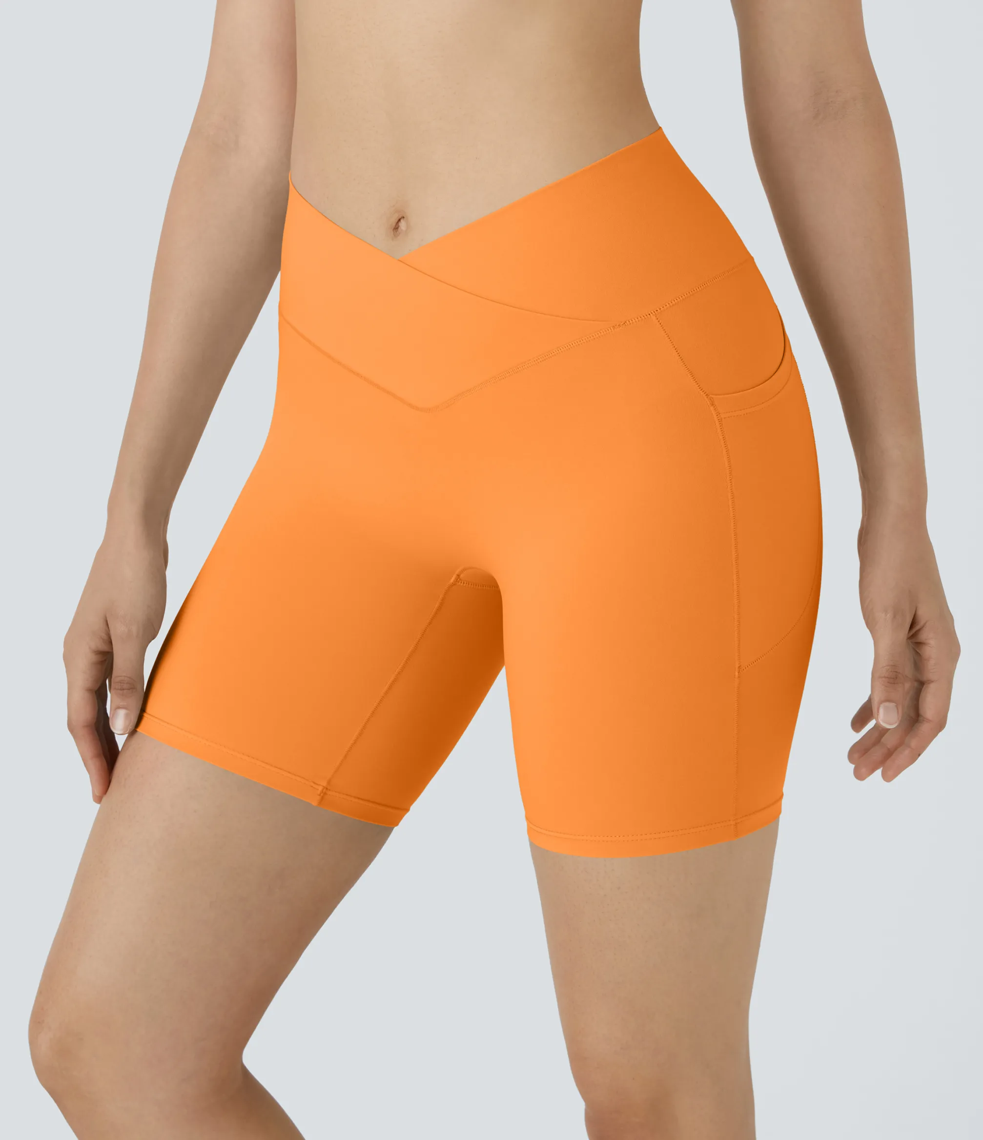 Crossover Shorts|Active Shorts<HALARA SoftlyZero™ High Waisted Crossover Pocket Yoga Biker Shorts 7"-UPF50+