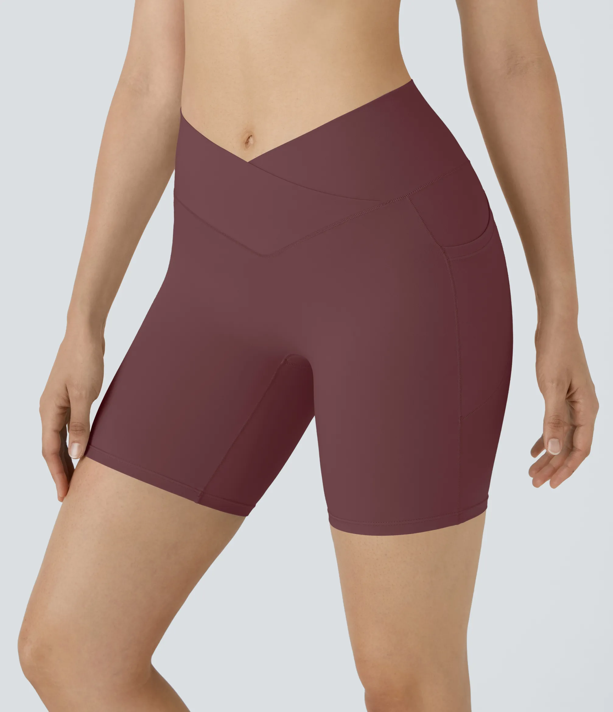 Crossover Shorts|Active Shorts<HALARA SoftlyZero™ High Waisted Crossover Pocket Yoga Biker Shorts 7"-UPF50+