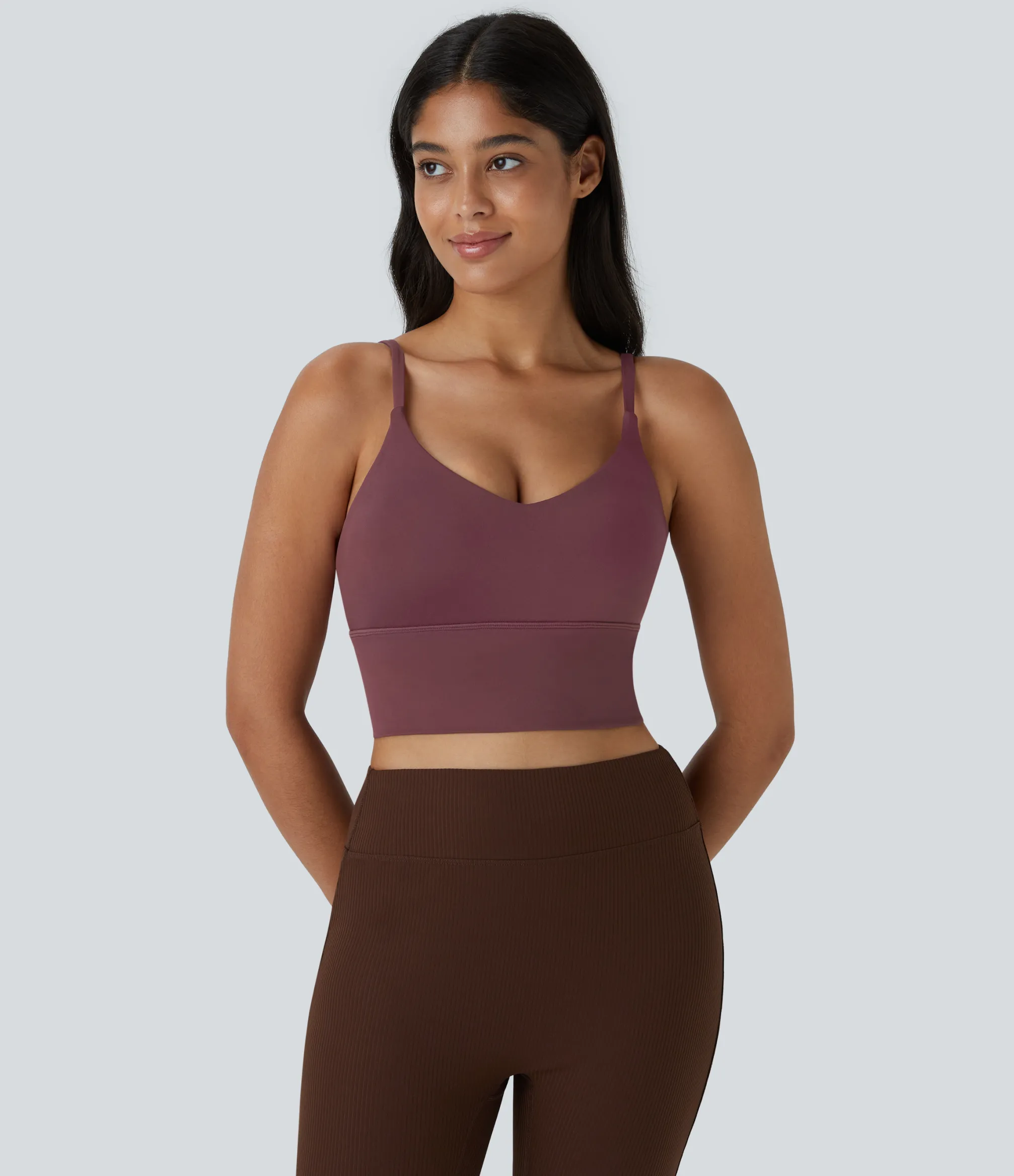Sports Bras|Yoga Tops<HALARA SoftlyZero™ Low Support V Neck Yoga Sports Bra-UPF50+