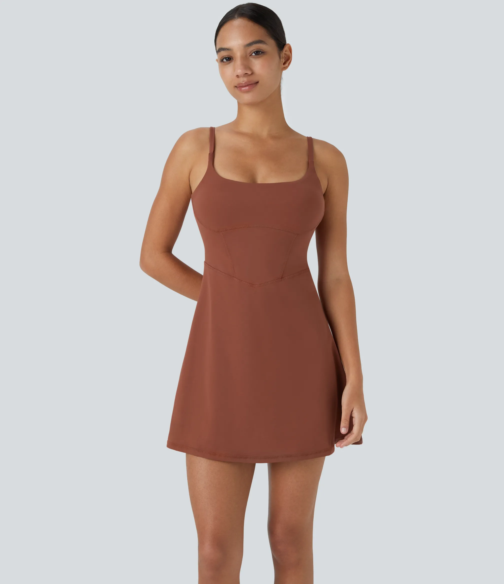 Mini Dresses|Active Dresses<HALARA SoftlyZero™ Plush Corset 2-in-1 Pocket Flare Mini Slip Casual Dress