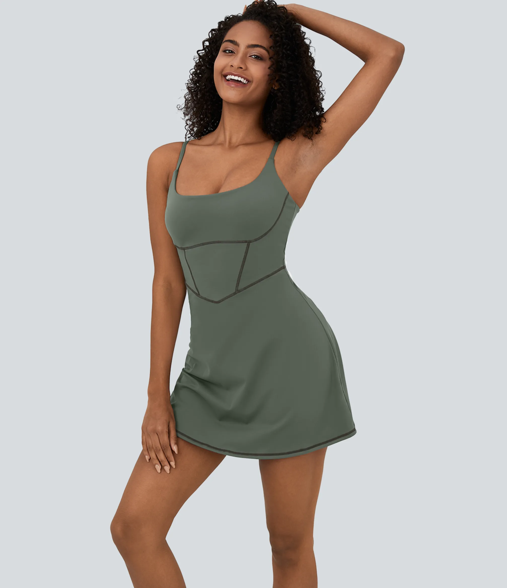 Mini Dresses|Active Dresses<HALARA SoftlyZero™ Plush Corset 2-in-1 Pocket Flare Mini Slip Casual Dress