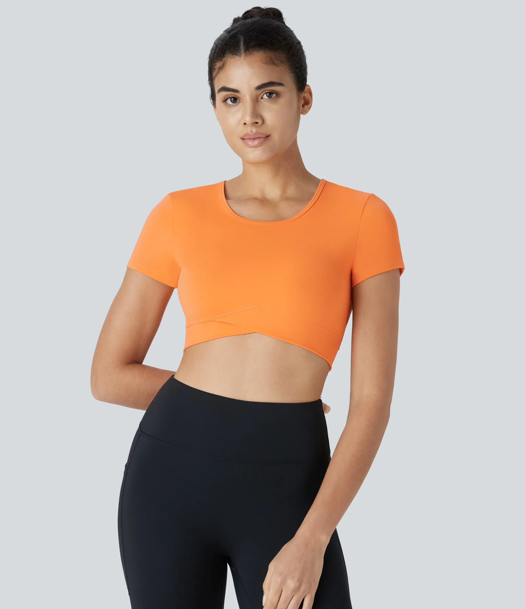 Yoga Tops|Casual Tops<HALARA SoftlyZero™ Plush Crossover Hem Cropped Sports Top