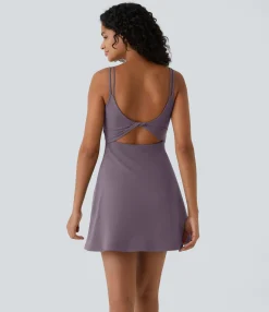 Active Dresses|Dresses<HALARA SoftlyZero™ Plush Double Straps 2-Piece Pocket Slip Dance Active Dress