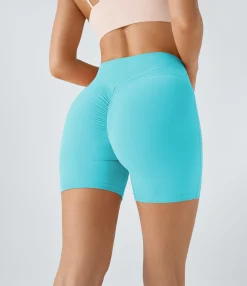 Crossover Shorts|5'' Shorts<HALARA SoftlyZero™ Plush High Waisted Crossover Ruched Yoga Shorts 5''