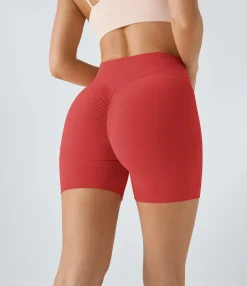 Crossover Shorts|5'' Shorts<HALARA SoftlyZero™ Plush High Waisted Crossover Ruched Yoga Shorts 5''