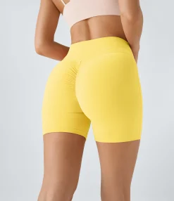 Crossover Shorts|5'' Shorts<HALARA SoftlyZero™ Plush High Waisted Crossover Ruched Yoga Shorts 5''