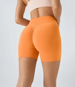 Crossover Shorts|5'' Shorts<HALARA SoftlyZero™ Plush High Waisted Crossover Ruched Yoga Shorts 5''