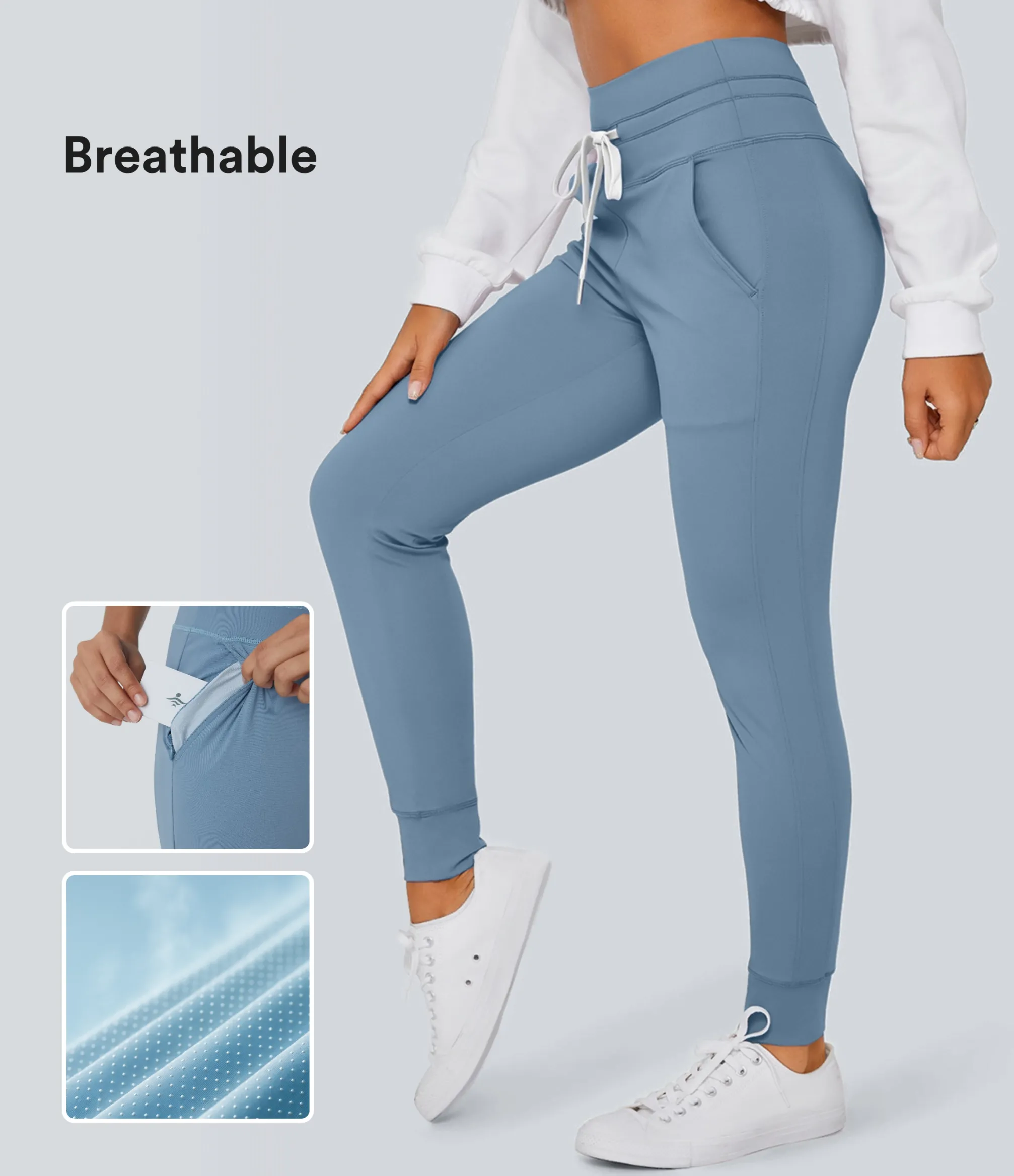 Joggers|Joggers<HALARA SoftlyZero™ Plush High Waisted Drawstring Pocket Plain Full Length Joggers