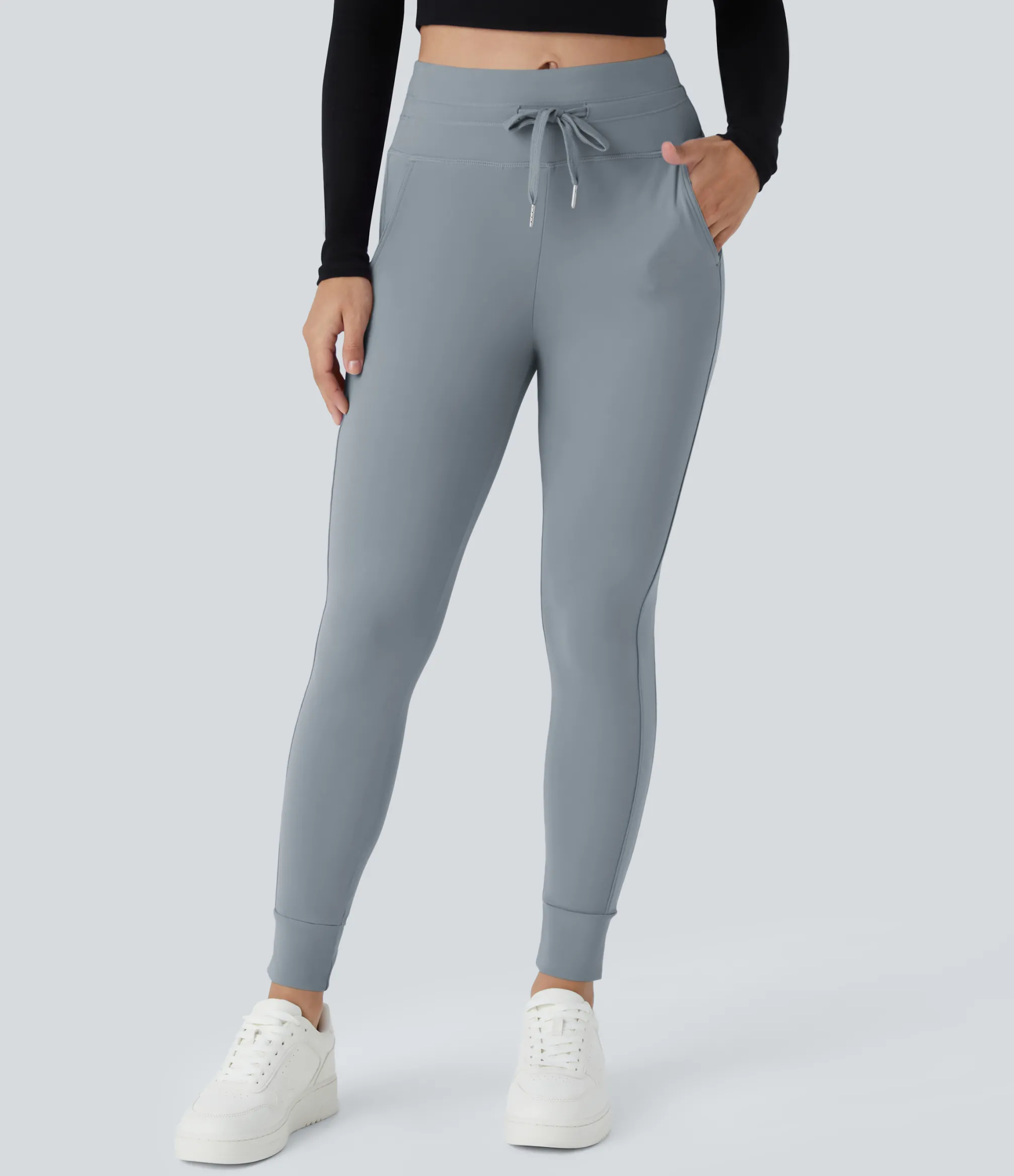 Joggers|Joggers<HALARA SoftlyZero™ Plush High Waisted Drawstring Pocket Plain Full Length Joggers
