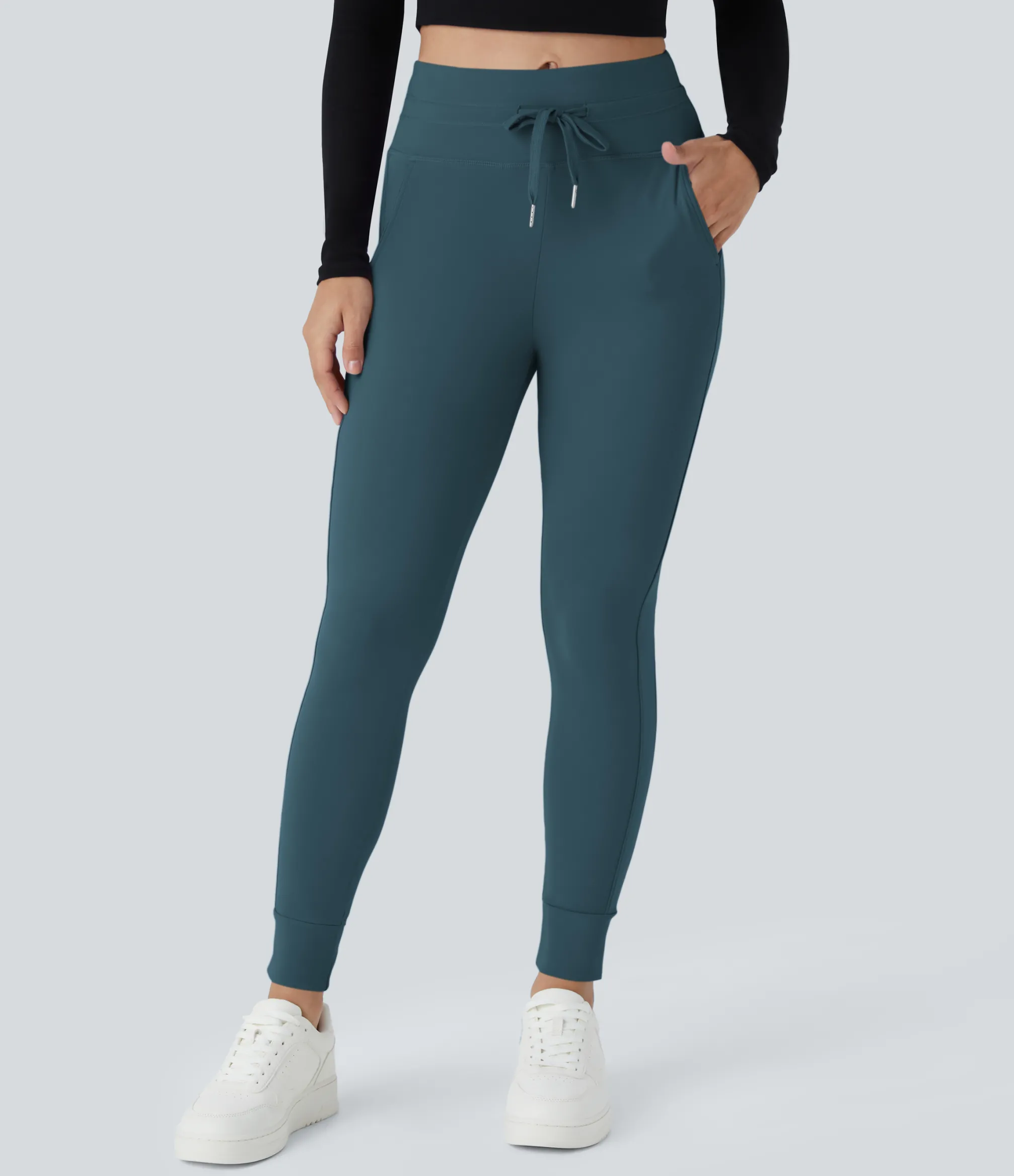 Joggers|Joggers<HALARA SoftlyZero™ Plush High Waisted Drawstring Pocket Plain Full Length Joggers