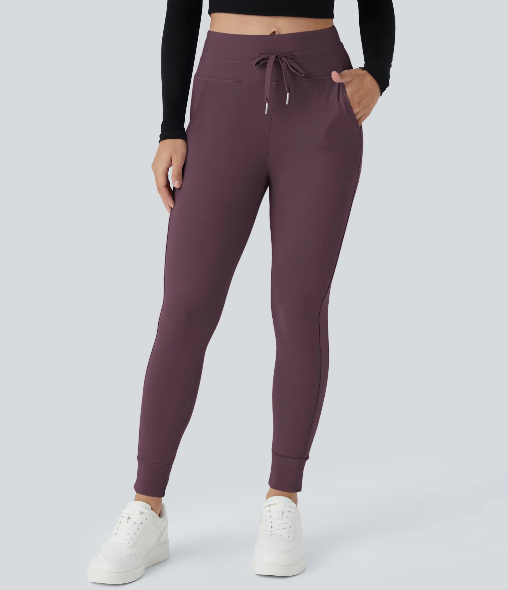 Joggers|Joggers<HALARA SoftlyZero™ Plush High Waisted Drawstring Pocket Plain Full Length Joggers