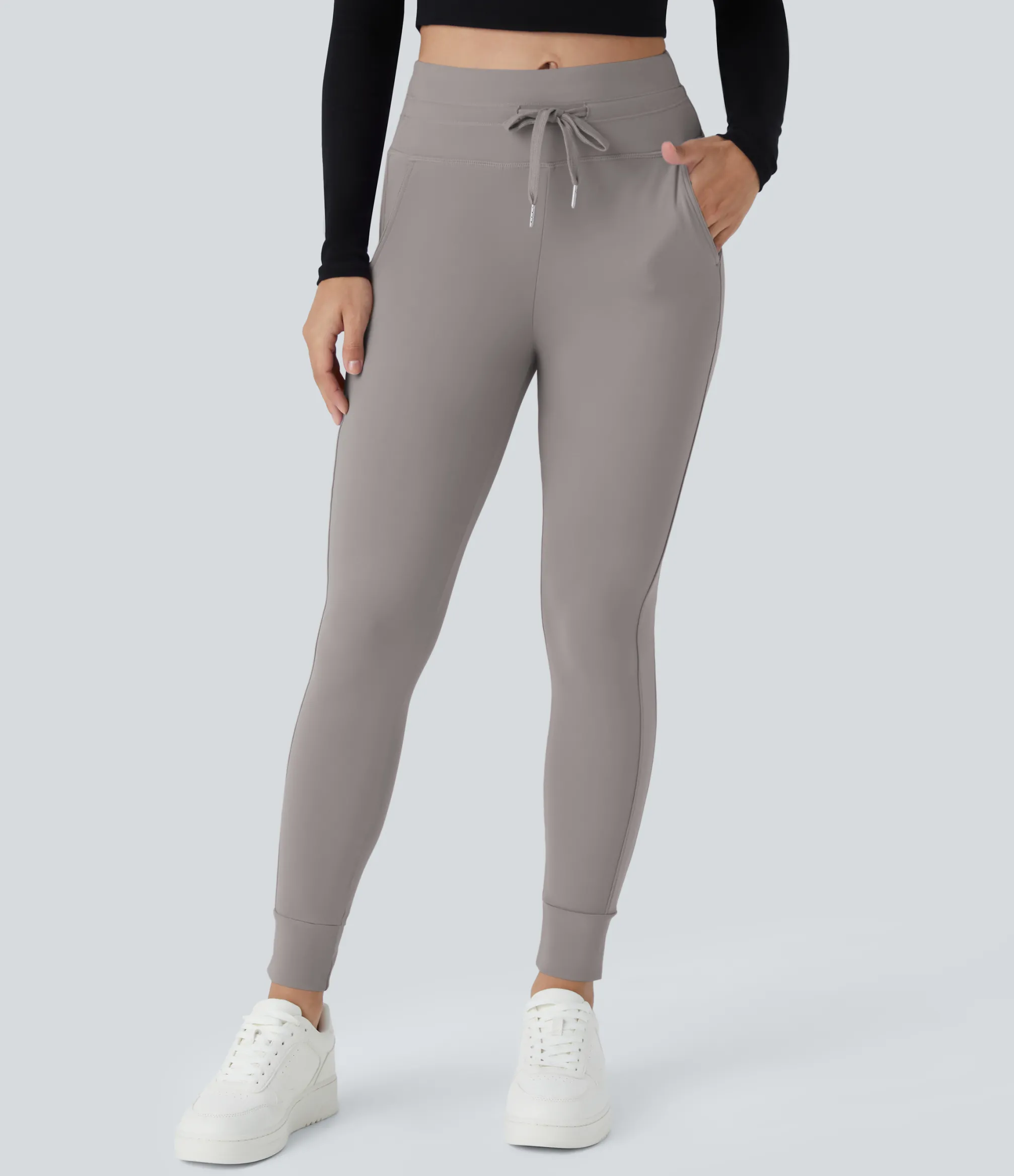 Joggers|Joggers<HALARA SoftlyZero™ Plush High Waisted Drawstring Pocket Plain Full Length Joggers