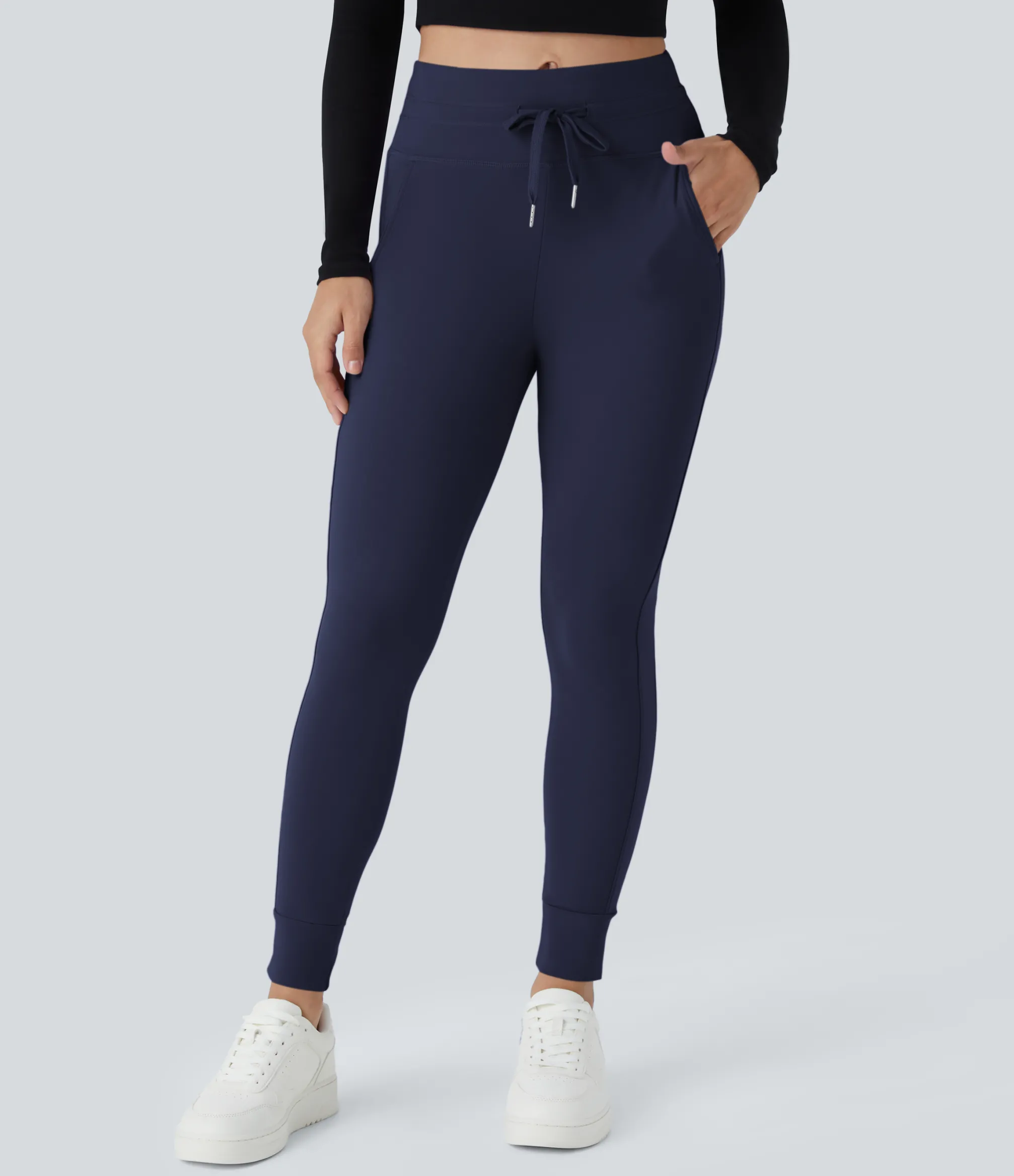Joggers|Joggers<HALARA SoftlyZero™ Plush High Waisted Drawstring Pocket Plain Full Length Joggers