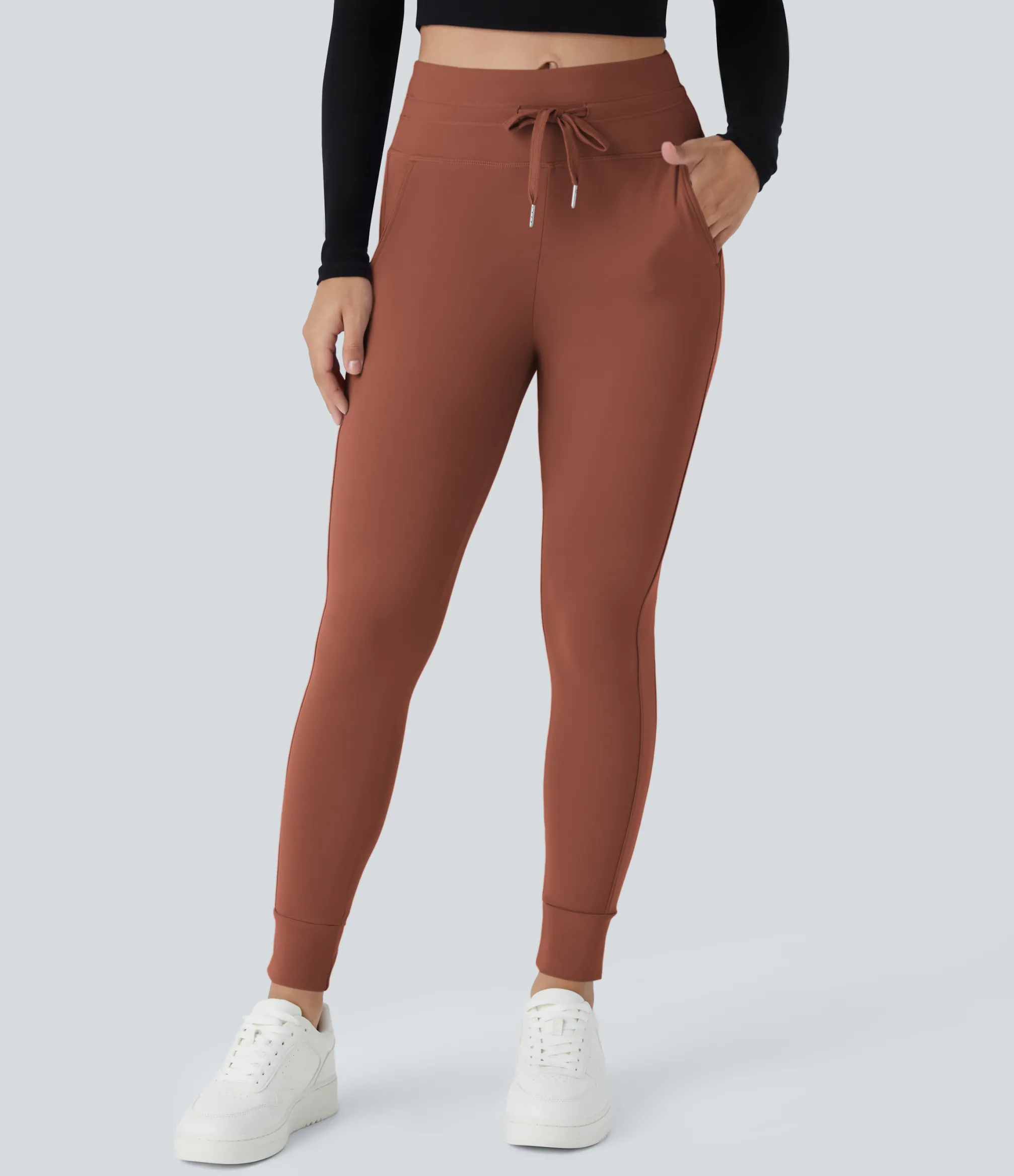 Joggers|Joggers<HALARA SoftlyZero™ Plush High Waisted Drawstring Pocket Plain Full Length Joggers