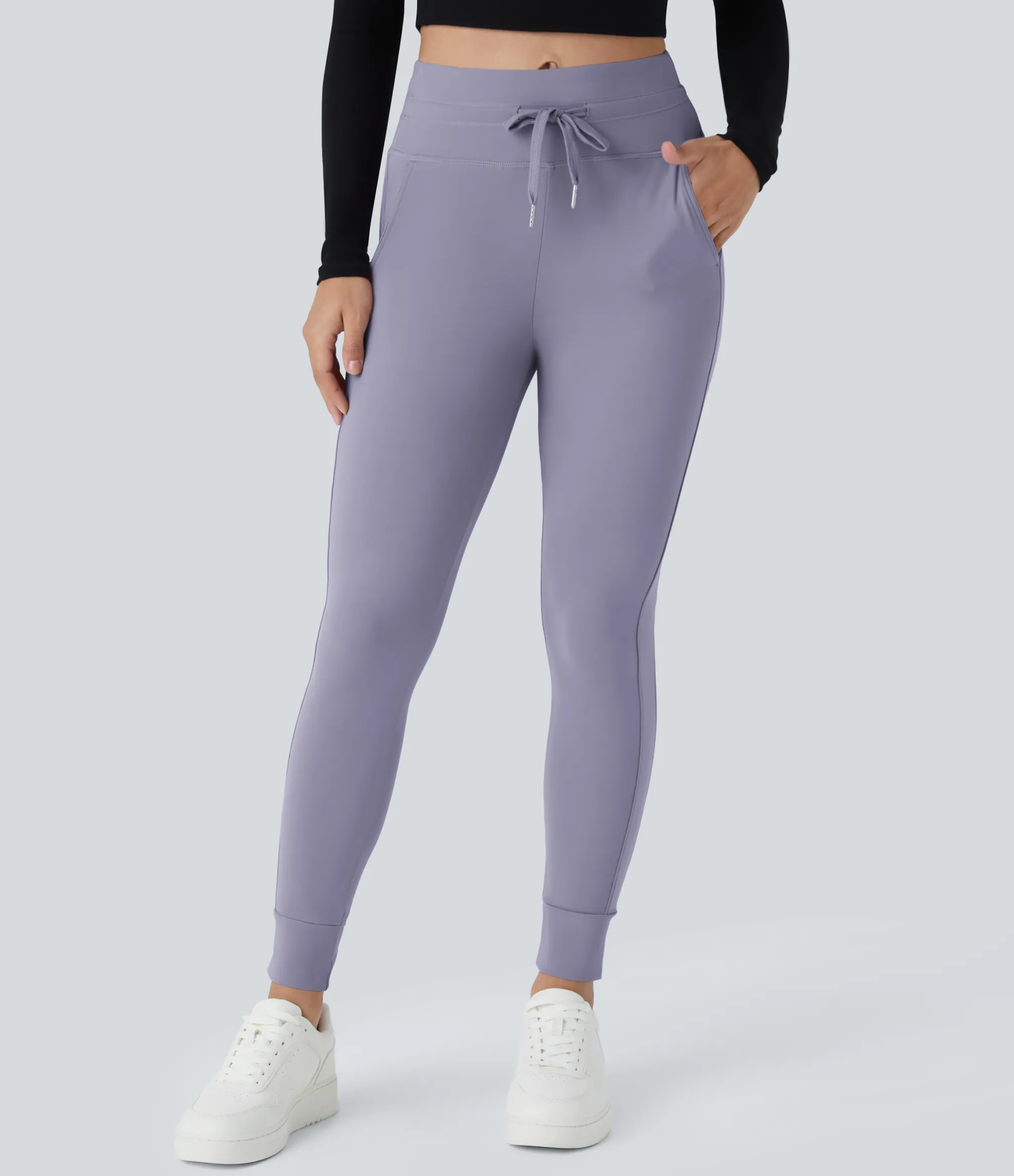 Joggers|Joggers<HALARA SoftlyZero™ Plush High Waisted Drawstring Pocket Plain Full Length Joggers