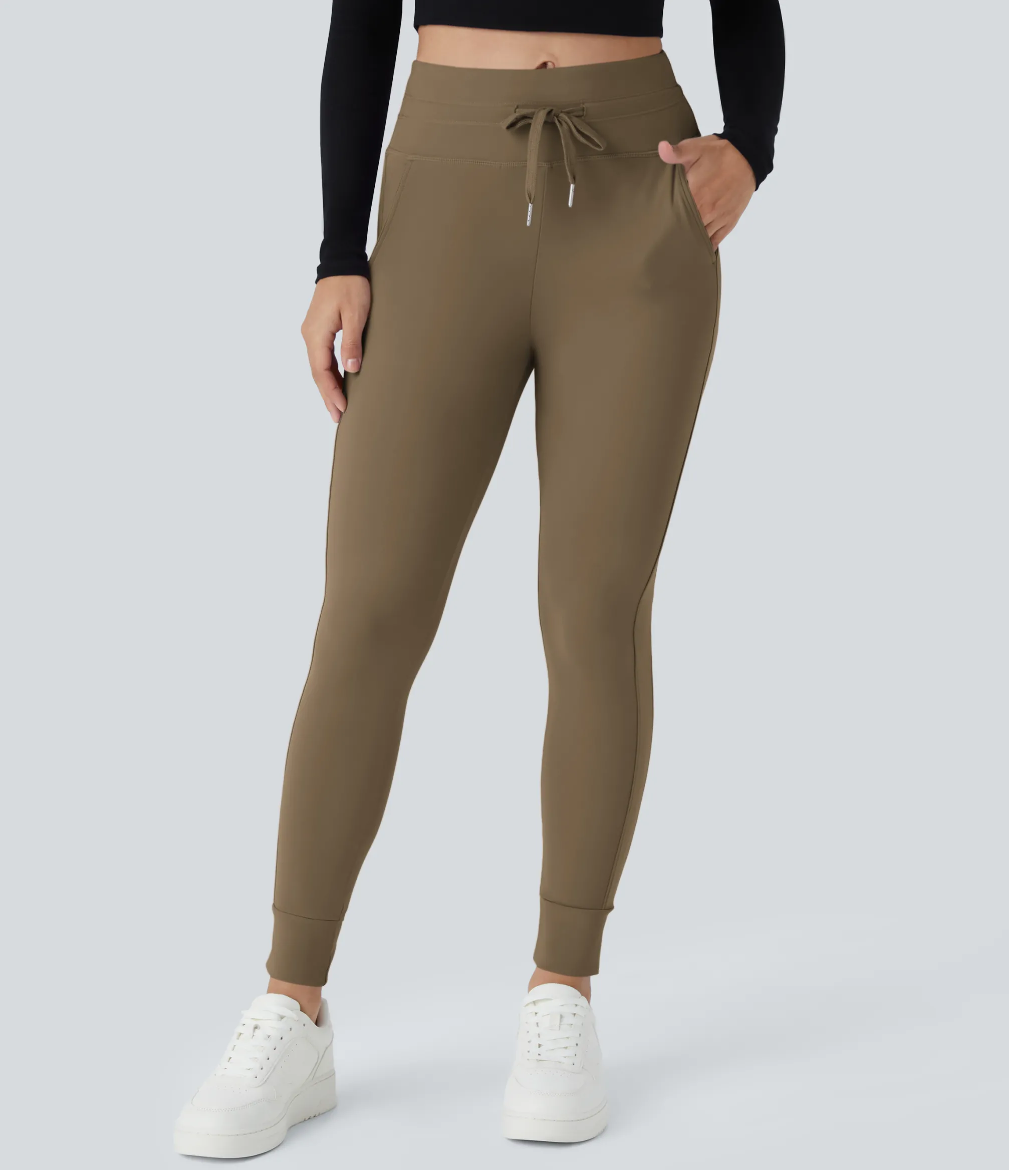 Joggers|Joggers<HALARA SoftlyZero™ Plush High Waisted Drawstring Pocket Plain Full Length Joggers