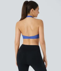 Sports Bras|Yoga Tops<HALARA SoftlyZero™ Plush Low Support Halter G-Hook Yoga Sports Bra