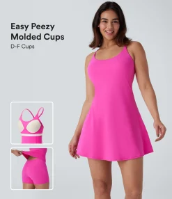 Mini Dresses|Active Dresses<HALARA SoftlyZero™ Plush Molded Cups Dance Active Dress-Easy Peezy Edition-D/DD/DDD/F Cups