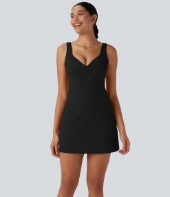 Active Dresses|Dresses<HALARA SoftlyZero™ Plush Push-Up Molded Cups Zipper 2-in-1 Yoga Active Dress with Pockets-Easy Peezy