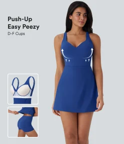 Active Dresses|Dresses<HALARA SoftlyZero™ Plush Push-Up Molded Cups 2-in-1 Yoga Active Dress with Pockets-Easy Peezy-D/DD/DDD/F Cups