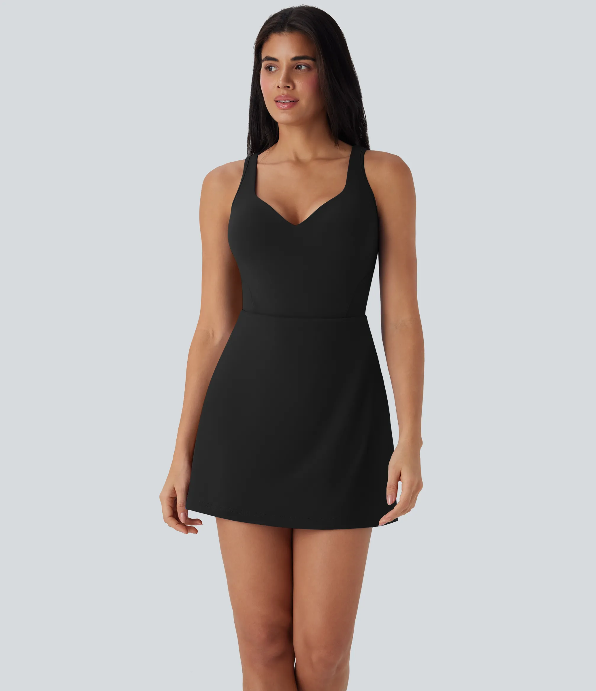 Active Dresses|Dresses<HALARA SoftlyZero™ Plush Push-Up Molded Cups 2-in-1 Yoga Active Dress with Pockets-Easy Peezy-D/DD/DDD/F Cups
