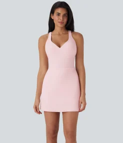 Active Dresses|Dresses<HALARA SoftlyZero™ Plush Push-Up Molded Cups 2-in-1 Yoga Active Dress with Pockets-Easy Peezy-D/DD/DDD/F Cups