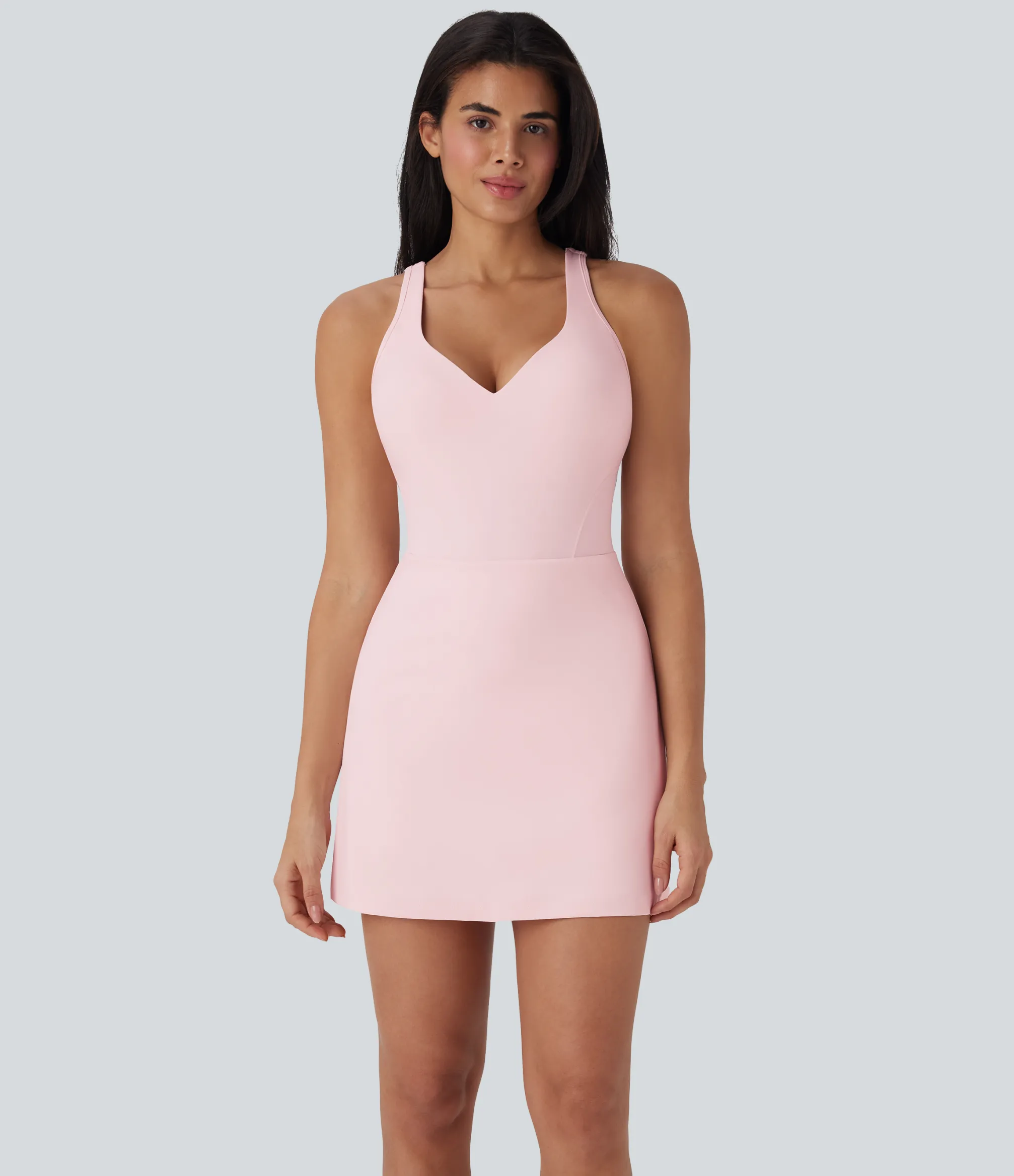 Active Dresses|Dresses<HALARA SoftlyZero™ Plush Push-Up Molded Cups 2-in-1 Yoga Active Dress with Pockets-Easy Peezy-D/DD/DDD/F Cups