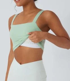Tank Tops & Camis|Tank Tops<HALARA SoftlyZero™ Plush Square Neck Cropped Built-in Bra Yoga Tank Top