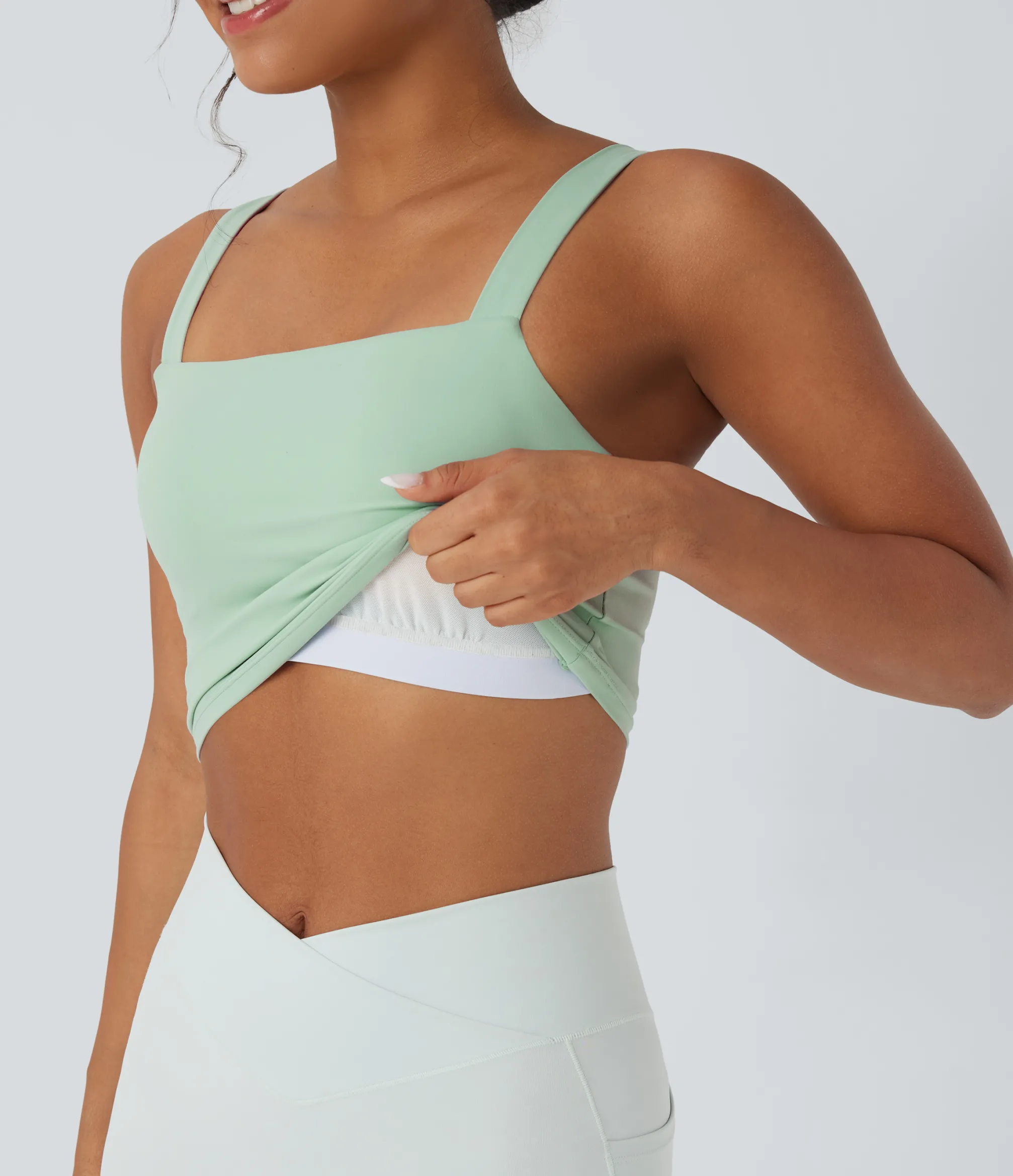 Tank Tops & Camis|Tank Tops<HALARA SoftlyZero™ Plush Square Neck Cropped Built-in Bra Yoga Tank Top