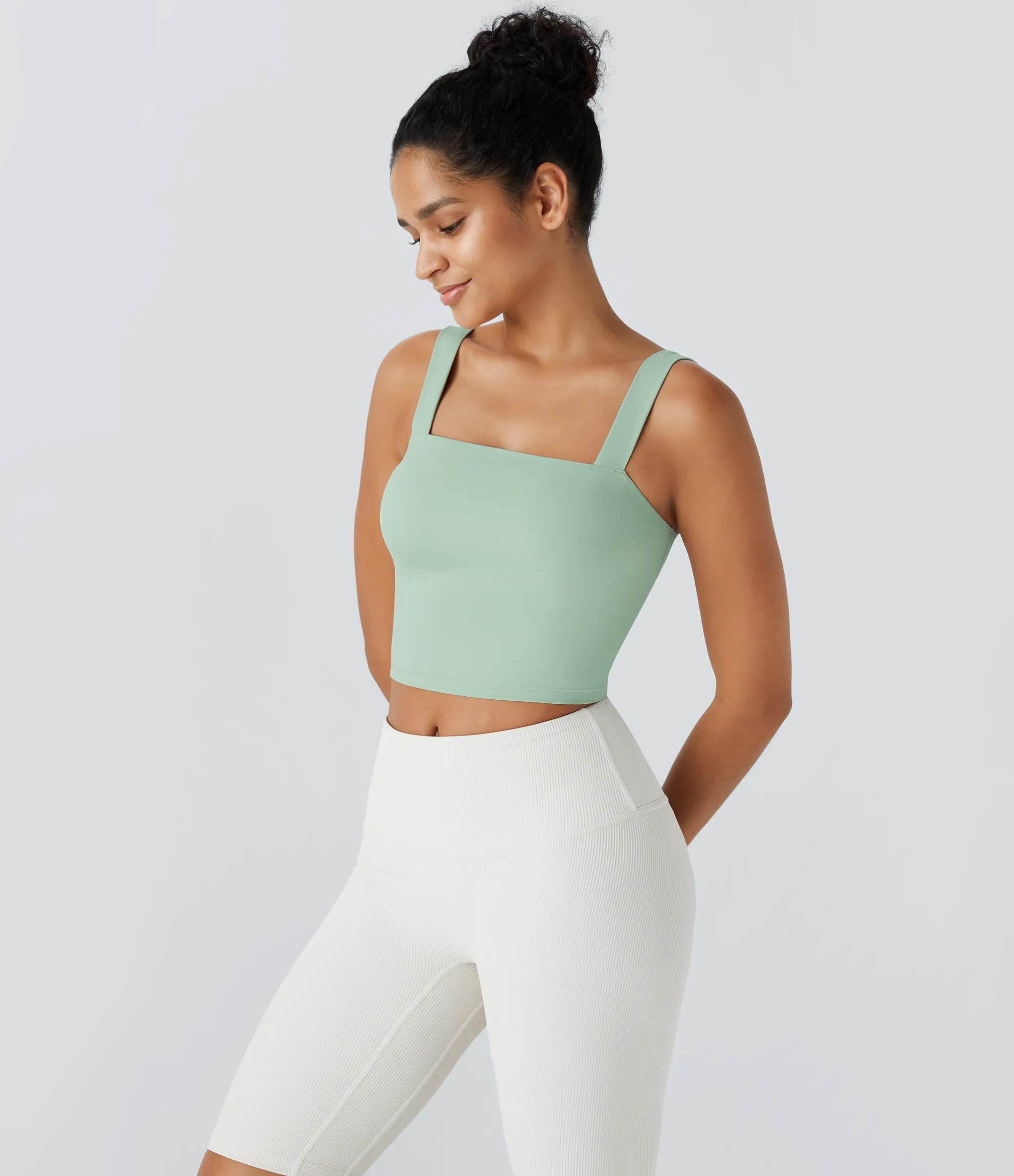 Yoga Tops|Tank Tops & Camis<HALARA SoftlyZero™ Plush Square Neck Cropped Skinny Yoga Tank Top
