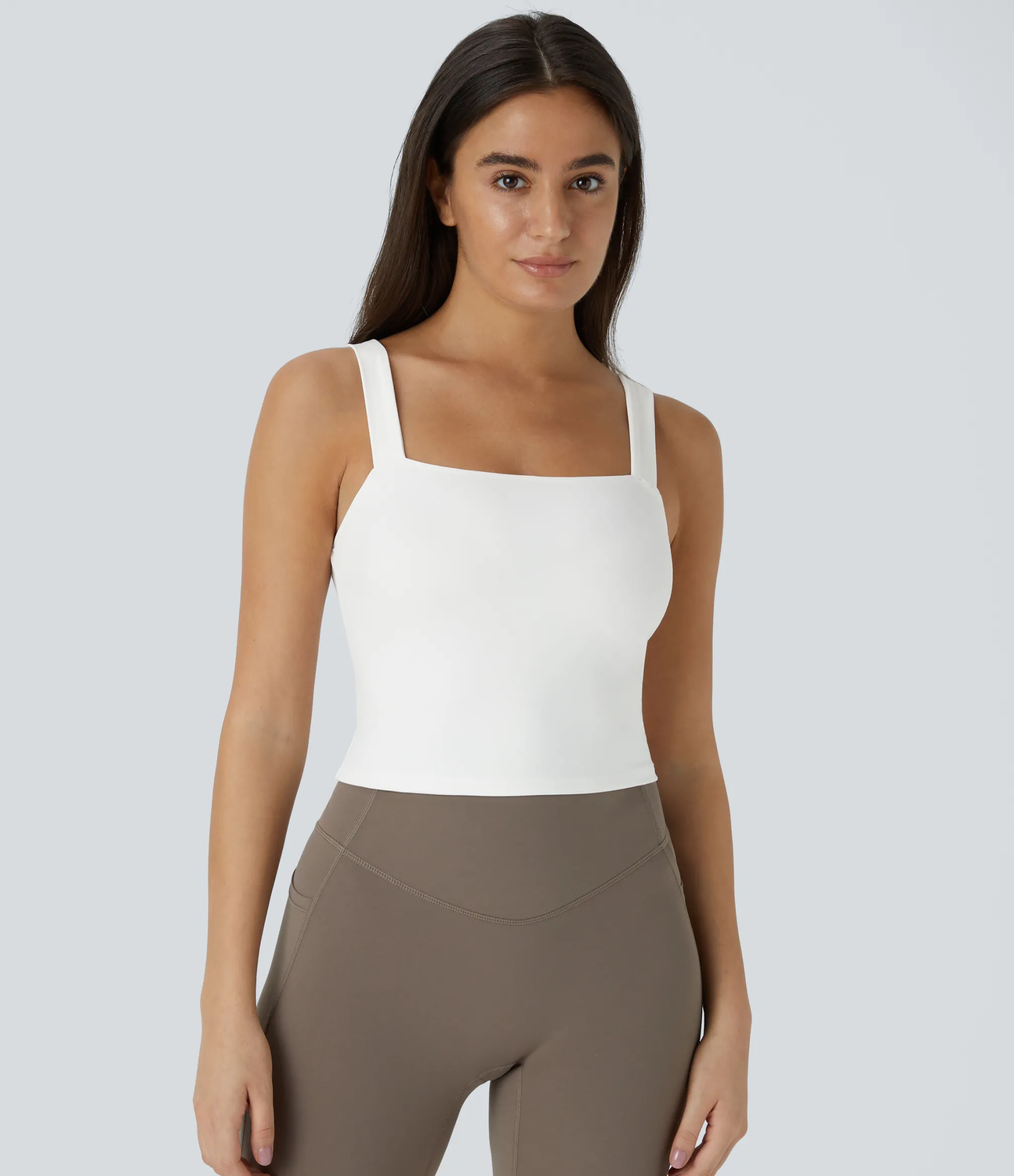 Yoga Tops|Tank Tops & Camis<HALARA SoftlyZero™ Plush Square Neck Cropped Skinny Yoga Tank Top