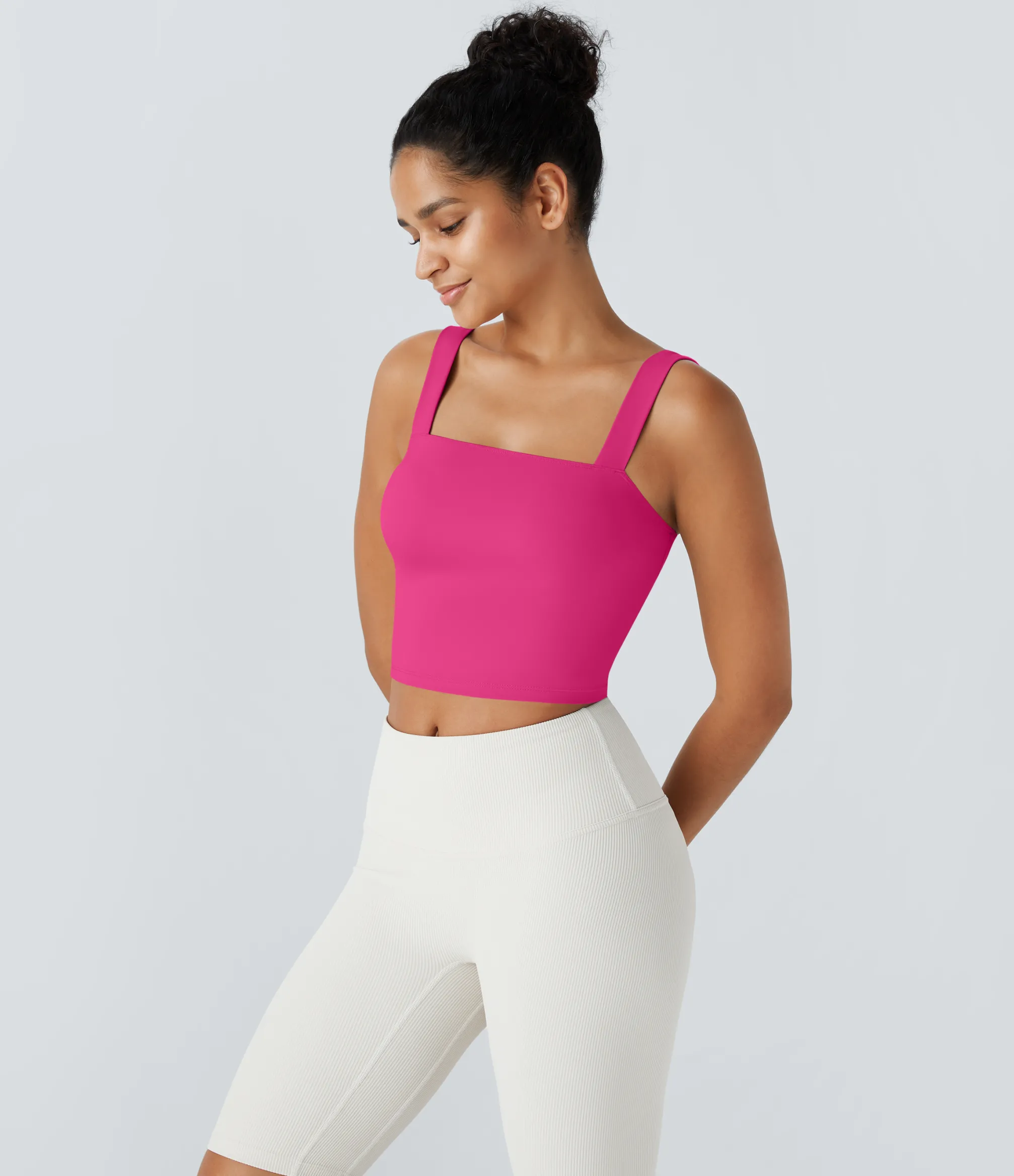 Yoga Tops|Tank Tops & Camis<HALARA SoftlyZero™ Plush Square Neck Cropped Skinny Yoga Tank Top