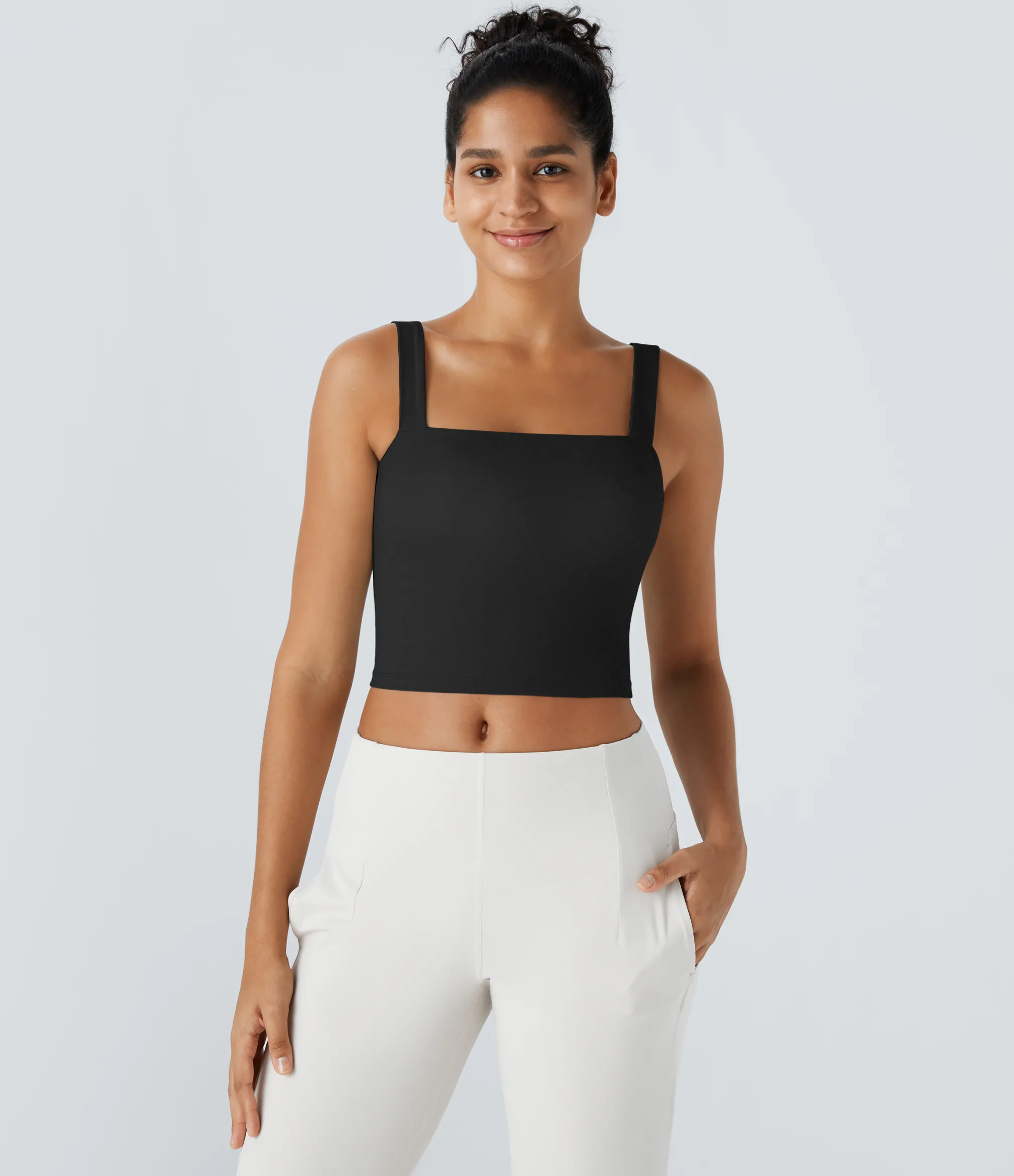 Yoga Tops|Tank Tops & Camis<HALARA SoftlyZero™ Plush Square Neck Cropped Skinny Yoga Tank Top