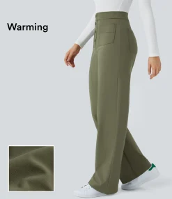 High-Waisted Pants|Straight-Leg Pants<HALARA SoftlyZero™ Plush Thermal High Waisted Pockets Straight Leg Casual Pants