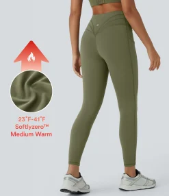 Pocket Leggings|Yoga Leggings<HALARA SoftlyZero™ Plush Thermal High Waisted Pocket 7/8 Yoga Leggings