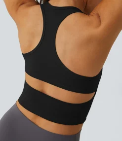 Casual Tops|Yoga Tops<HALARA SoftlyZero™ Plush U Neck Racerback Cut Out Cropped Yoga Tank Top