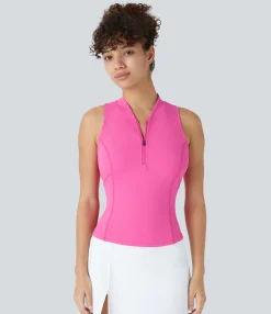 Tank Tops & Camis|Tank Tops<HALARA SoftlyZero™ QuickDry Baseball Collar Half Zipper Slim Golf Tank Top
