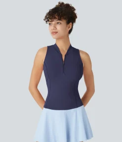 Tank Tops & Camis|Tank Tops<HALARA SoftlyZero™ QuickDry Baseball Collar Half Zipper Slim Golf Tank Top