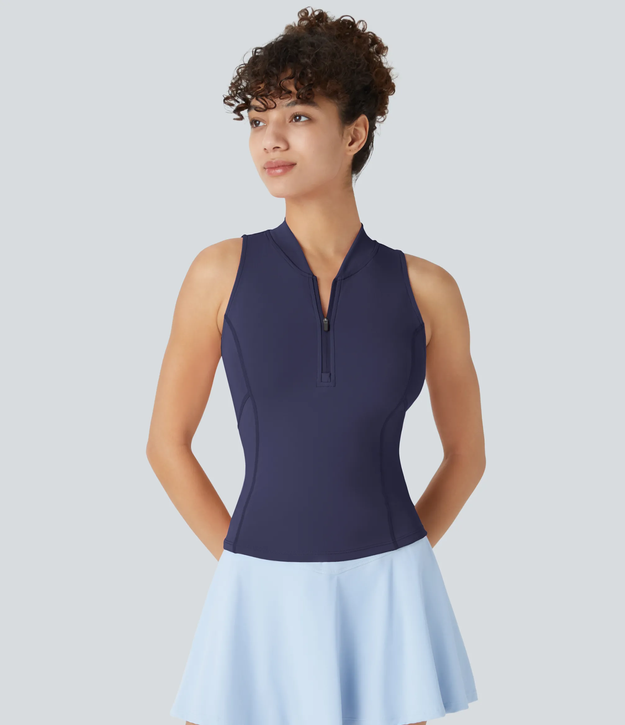 Tank Tops & Camis|Tank Tops<HALARA SoftlyZero™ QuickDry Baseball Collar Half Zipper Slim Golf Tank Top