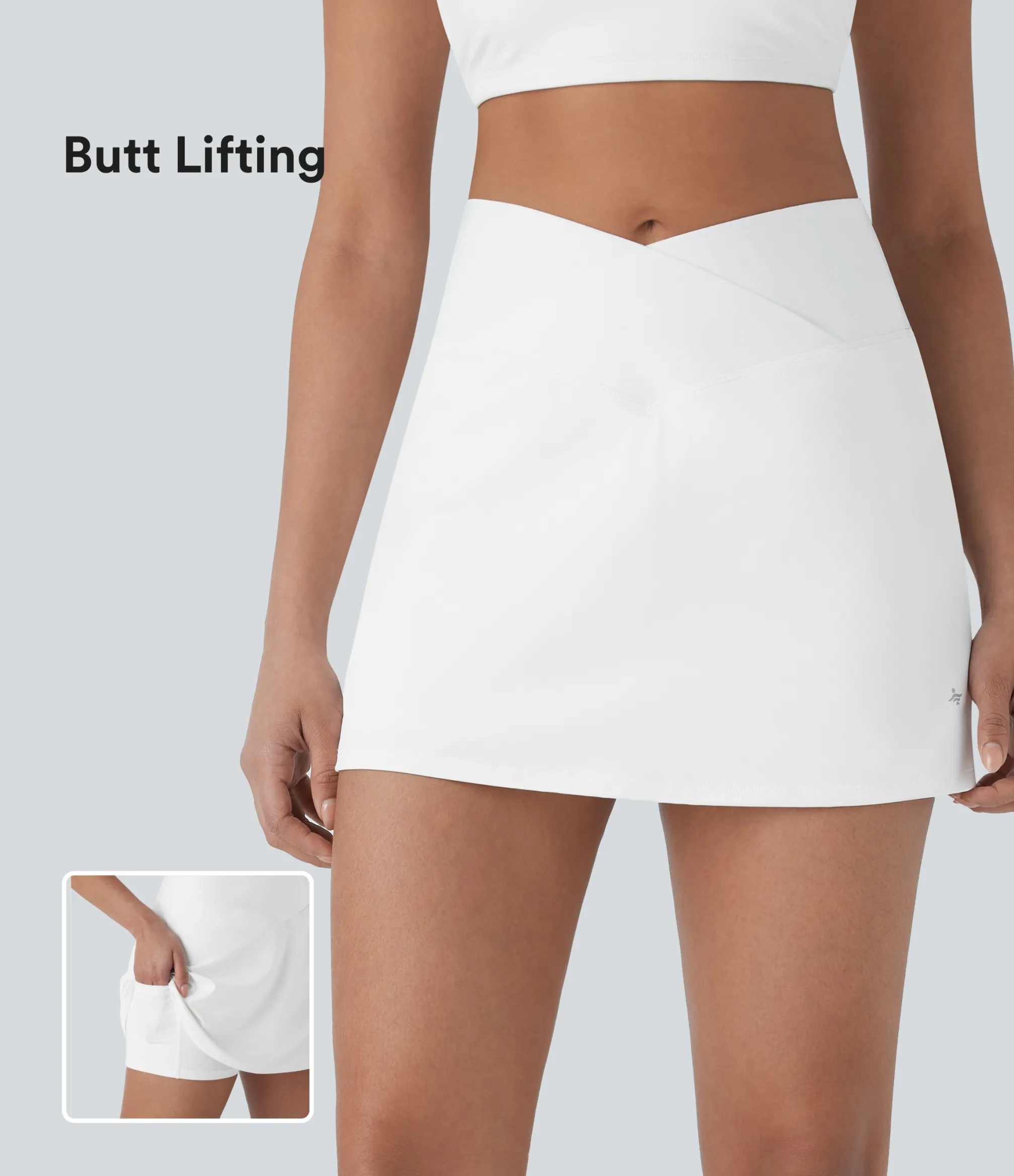 Mini Skirts|Active Skirts<HALARA SoftlyZero™ QuickDry Crossover High Waisted Tummy Control Built-in Butt Lifting Shorts A-line Mini Tennis Skirt with Pockets