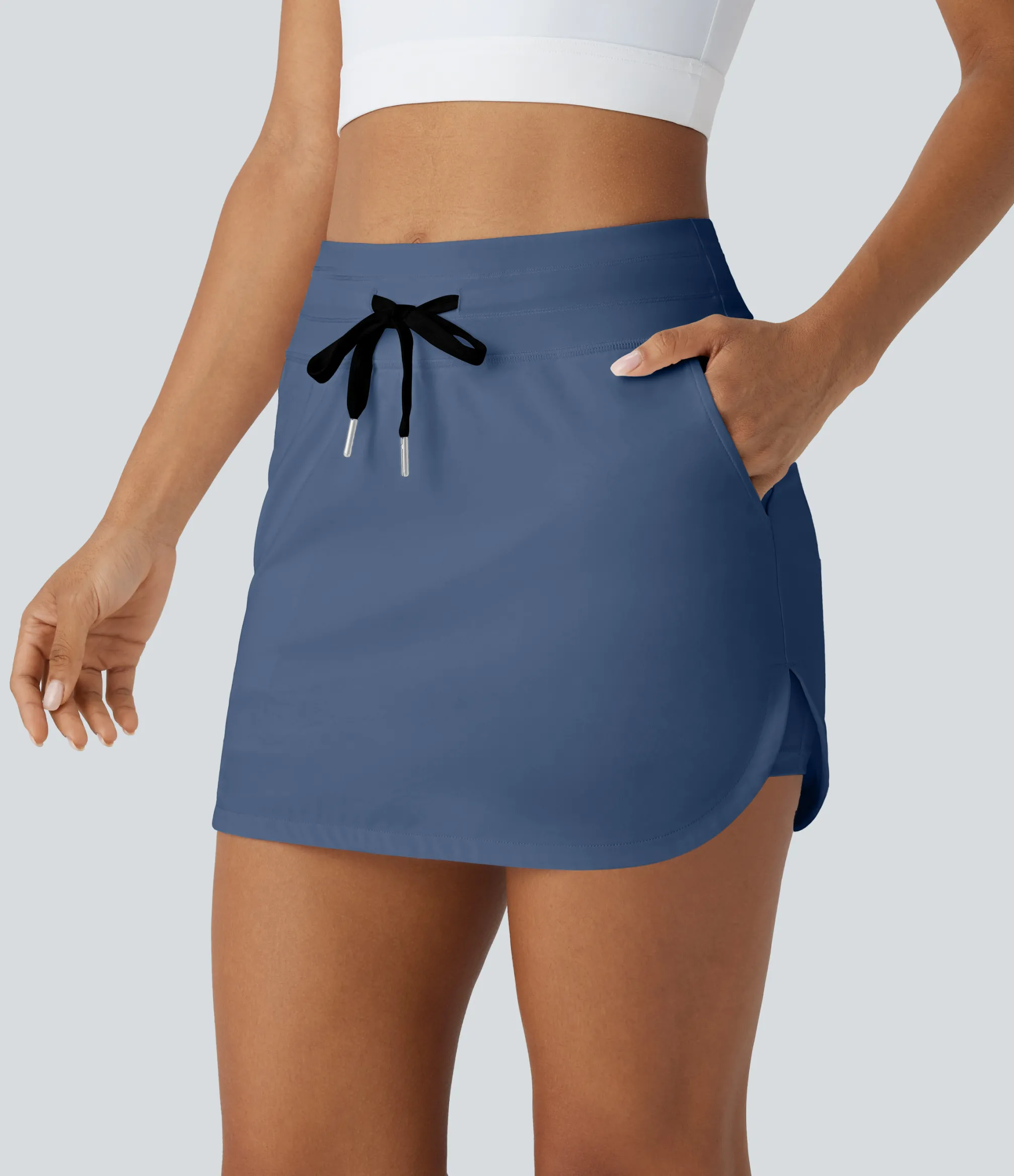 Mini Skirts|Active Skirts<HALARA SoftlyZero™ QuickDry High Waisted Drawstring Pocket 2-in-1 Curved Hem Mini Golf Skirt-Golf Tee Pocket